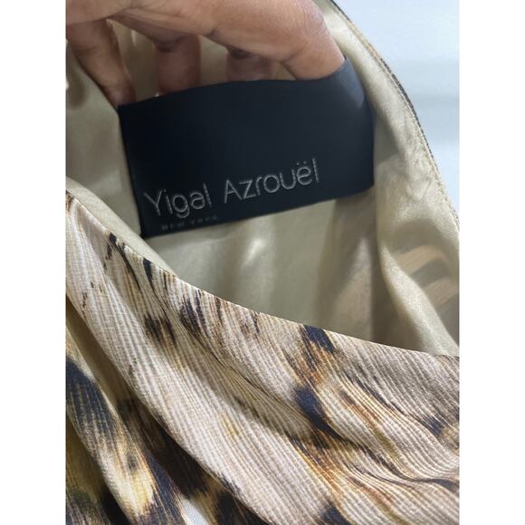 Yigal Azrouël One Shoulder Animal Print Color Block 100% Silk Dress Sz 8 - Picture 5 of 8